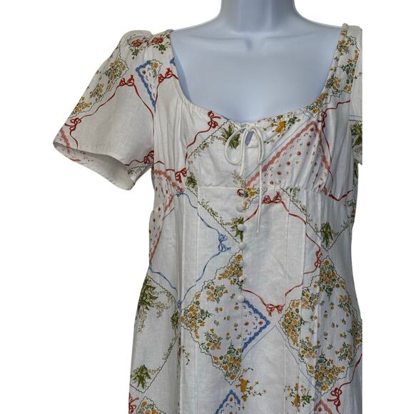 Reformation Linen Pierce Dress Size 8 Floral Midi - Picture 4 of 16